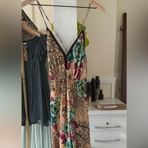 RAGA Floral Maxi Dress with Blue and Pink Accents